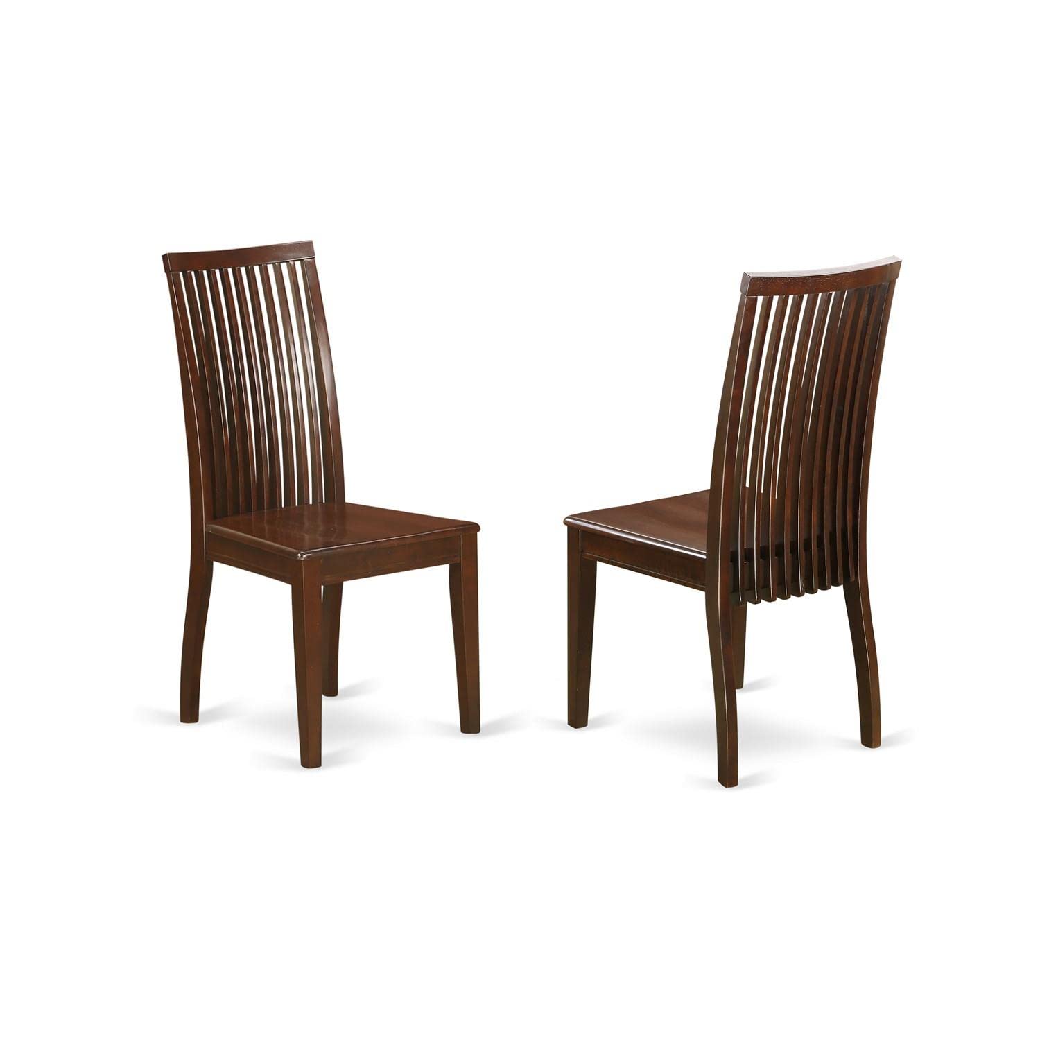 East West Furniture IPC-MAH-W Ipswich Kitchen Dining Chairs - Slat Back Wooden Seat Chairs, Set of 2, Mahogany - WoodArtSupply