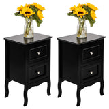 Bonnlo Black Nightstand Set of 2, Nightstands with 2 Drawers, Bed Side Table/Night Stand, Small Nightstand for Bedroom, Small Spaces, College Dorm, Kids’ Room, Living Room, Wood, 16W x 12D x 24H Bonnlo