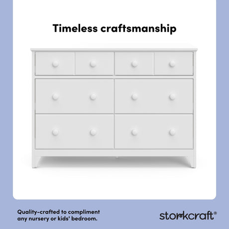 Storkcraft Moss 6 Drawer Dresser (White) – GREENGUARD Gold Certified Nursery Dresser, Safety-Focused Interlocking Drawer System, Chest of Drawers for Bedroom, Wood Craftsmanship Storkcraft