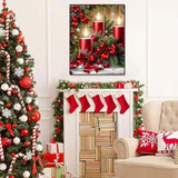 Christmas Diamond Art Kits for Adults - Christmas Candles 5D Diamond Painting, Candles Gem Art for Adults, Gem Painting Kits for Wall Home Decor Arts Craft 12x16inch ajepon