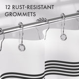 AmazerBath Shower Curtain, Washable Cloth Black Shower Curtain Sets with 12 Shower Curtain Hooks, Fabric Rustic Black and White Striped Shower Curtain, Farmhouse Bathroom Shower Curtain, 72x72 Inches AmazerBath