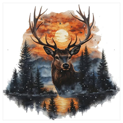 Sanjee Diamond Art Kits for Adults, Deer Diamond Painting Kits for Beginner, 5D DIY Round Full Drill Gem Art Crafts for Home Wall Decor Gift, 12x12inch