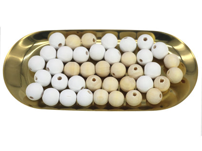 ZHFMLY 16mm 200pcs White Wooden Beads for Crafts 3/5 inch Painting Round Loose Natural Wood Beads Handmade Space Beads for Keychain, Wreath, Farmhouse Making, Home & Party Decoration