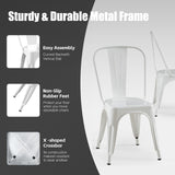 SOLEGGIATA White Metal Dining Chairs Set of 6 Iron Stackable Industrial Tolix Style Outdoor Farmhouse Kitchen Cafe Arctic White Color SOLEGGIATA