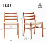 STARY Wood Rattan Dining Room Chairs Comfortable Woven Seat, Fully Assembled, Walnut - Set of 2 STARY