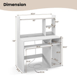 Giantex 43.5" Modern Computer Desk with Power Outlet, Keyboard Tray & Storage for Home Office Giantex