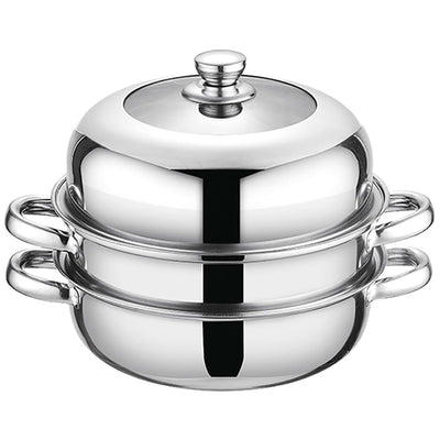 Steamer Pot for Cooking,Stainless Steel Steamer Pot,11 inch Steam Pots with Lid 2-tier for Cooking Veggies Fish Seafood Noodles, Pasta, Food
