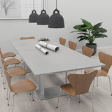 SKUTCHI DESIGNS INC. 10 Person Conference Table with Matte Black Bases | Modular Rectangular Table | Harmony Series | 10' | Blonde Surfside Ash SKUTCHI DESIGNS INC.