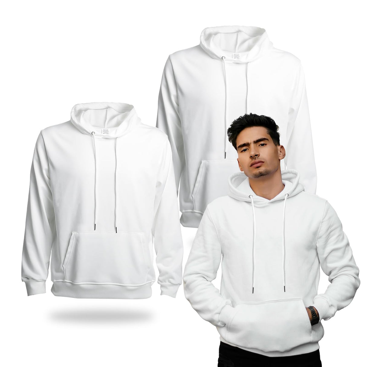 METFUIN 2 Pack Polyester Adult Hoodies for Sublimation White Blank Hooded Sweatshirt (XX-Large, White) METFUIN