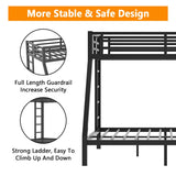 anwickjeff Metal Full Over Queen Bunk Bed for Adults, Heavy Duty Bunk Beds with 2 Stairs,Safety Guardrail, Noise Free, Easy Assembly (Full Over Queen) anwickjeff