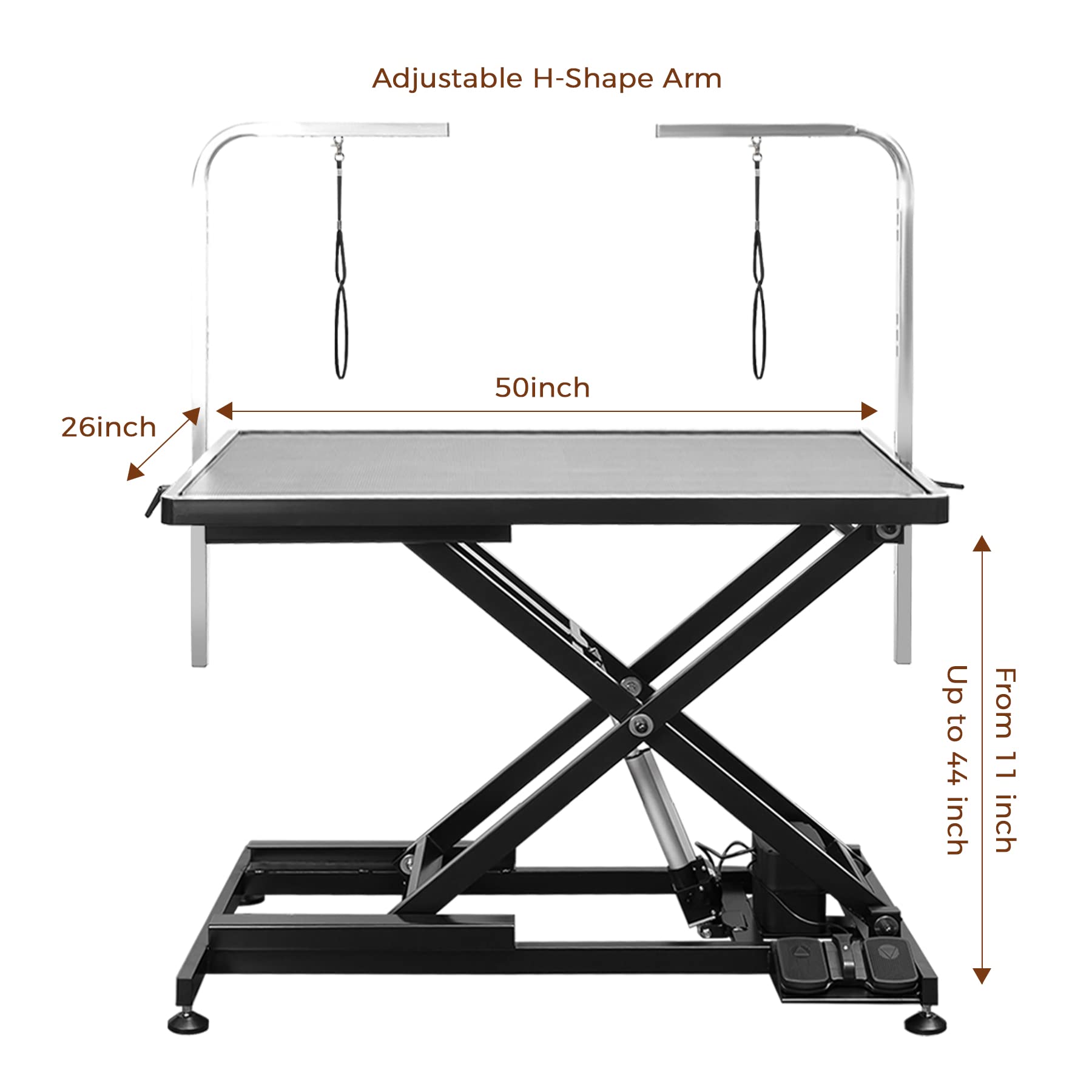 UDSONFY Electric Pet Dog Grooming Table, Heavy Duty Grooming Table Professional X-Lift for Large Dogs with Anti-Skid Non-Slip, Double Arms and Nooses, Adjustable Height from 10" up to 43", Bl - WoodArtSupply