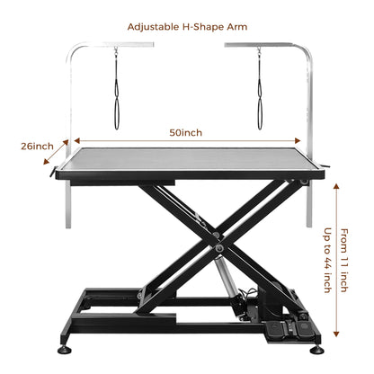 UDSONFY Electric Pet Dog Grooming Table, Heavy Duty Grooming Table Professional X-Lift for Large Dogs with Anti-Skid Non-Slip, Double Arms and Nooses, Adjustable Height from 10" up to 43", Bl - WoodArtSupply