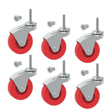 BIG RED 2.5 Inch Stem Caster Wheels Set of 6,Heavy Duty 360 Degree Swivel Stem Casters for Creeper Service Utility Cart Stool Post Mount,ATR6551-6PB BIG RED