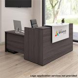 Bush Business Furniture Arrive 72W x 72D L Shaped Reception Desk with Counter and Mobile File Cabinet in Storm Gray Bush Furniture