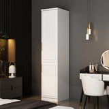 FAMAPY 2 Door Wardrobe Tall and Narrow Armoire Wardrobe with Hanging Rod, Gold Metal Handles, Closet for for Bedroom White (15.7”W x 19.3”D x 74.9”H) FAMAPY