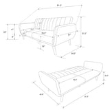 Novogratz Brittany Sofa Futon, Premium Linen Upholstery and Wooden Legs, Green Linen Novogratz
