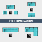 SUNLEI 5pcs Patio Outdoor Furniture Sets Conversation Set,Low Back All-Weather Rattan Sectional Sofa with Tea Table&Washable Couch Cushions(Silver Rattan) (Sky Blue) SUNLEI