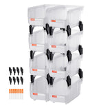 VEVOR Plastic Stackable Storage Bins, 10.9 x 5.5 x 5.1 inch (8 Pack), Plastic Containers for Organizing & Storage Bins for Closet, Garage, Small Parts, Office Supplies, Other Accessories, Transparent VEVOR