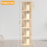 Cuguords Rotating Bookshelf Tower,Corner Bookshelf for Small Space, 360 Display 5-Tier Wood Bookcase Storage Rack, Kids&Adults Spinning Book Shelf,Revolving Bookcase for Bedroom, Living Room Cuguords