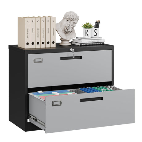 Yizosh 2 Drawer File Cabinet with Lock, Filing Cabinet for Home Office, Metal Locking Office File Storage Cabinet with Drawers, Lateral Filing Cabinet Organizer for Letter/Legal/F4/A4 Yizosh