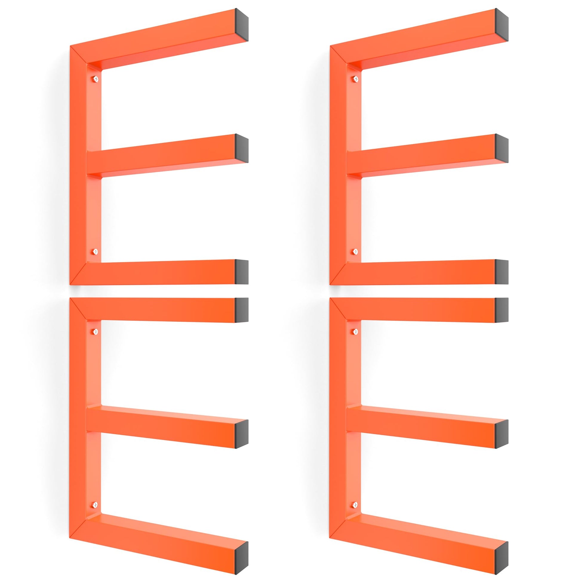 Ultrawall Lumber Storage Rack Wall Mount Wood Storage Racks, Metal Wood Organizer Racks for Shed, Workshop, Garage, Holds Up 220 LBS Per Level (Pack of 4, Orange) - WoodArtSupply