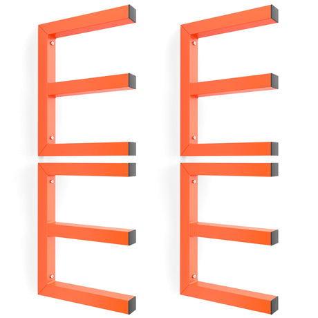 Ultrawall Lumber Storage Rack Wall Mount Wood Storage Racks, Metal Wood Organizer Racks for Shed, Workshop, Garage, Holds Up 220 LBS Per Level (Pack of 4, Orange) Ultrawall