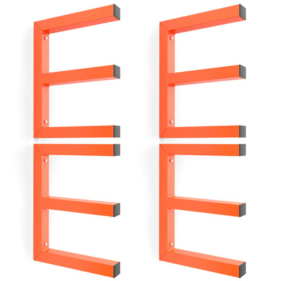 Ultrawall Lumber Storage Rack Wall Mount Wood Storage Racks, Metal Wood Organizer Racks for Shed, Workshop, Garage, Holds Up 220 LBS Per Level (Pack of 4, Orange)