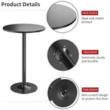 Furmax Bistro Pub Table Round Bar Height Cocktail Table Metal Base MDF Top Obsidian 23.8-Inch Top, 39.5-Inch Height (Black, 4-Pack) Furmax