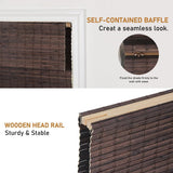 SEEYE Cordless Bamboo Roman Shades, Blackout Natural Bamboo Blinds for Indoor Windows, Roll Up Blind Privacy Shade for Home, Office, Door, UV Resistant & Easy to Install, 36" W x 64" H, Brown SEEYE