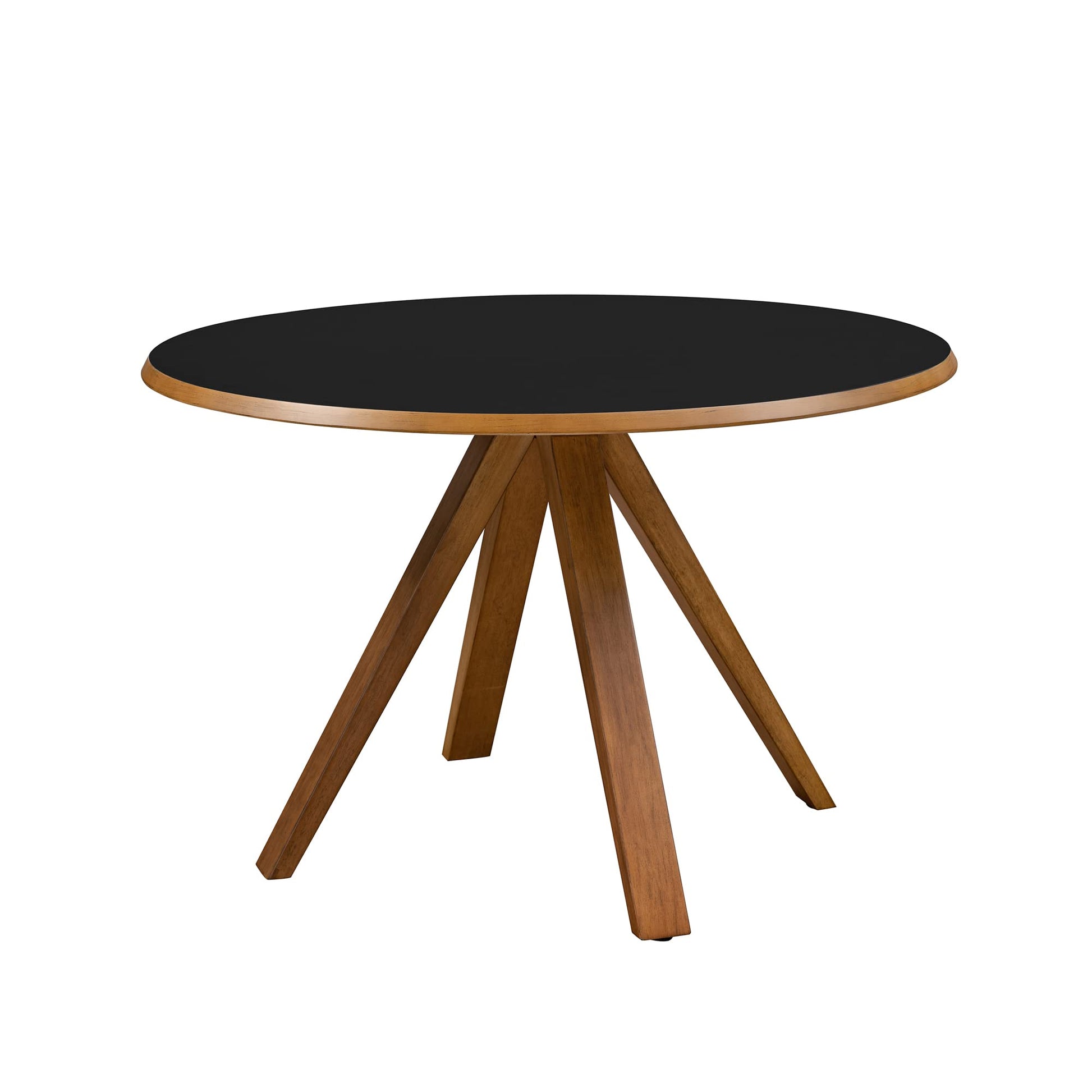 Walker Edison Cohen Minimalist Round 4-Person Dining Table, 48 Inch, Black/English Oak - WoodArtSupply