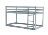 PVWIIK Bunk Bed Twin Over Twin with Ladder & Safety Guard Rails,Solid Wood Bunk Bed Frame for Kids,No Box Spring Needed, Grey PVWIIK
