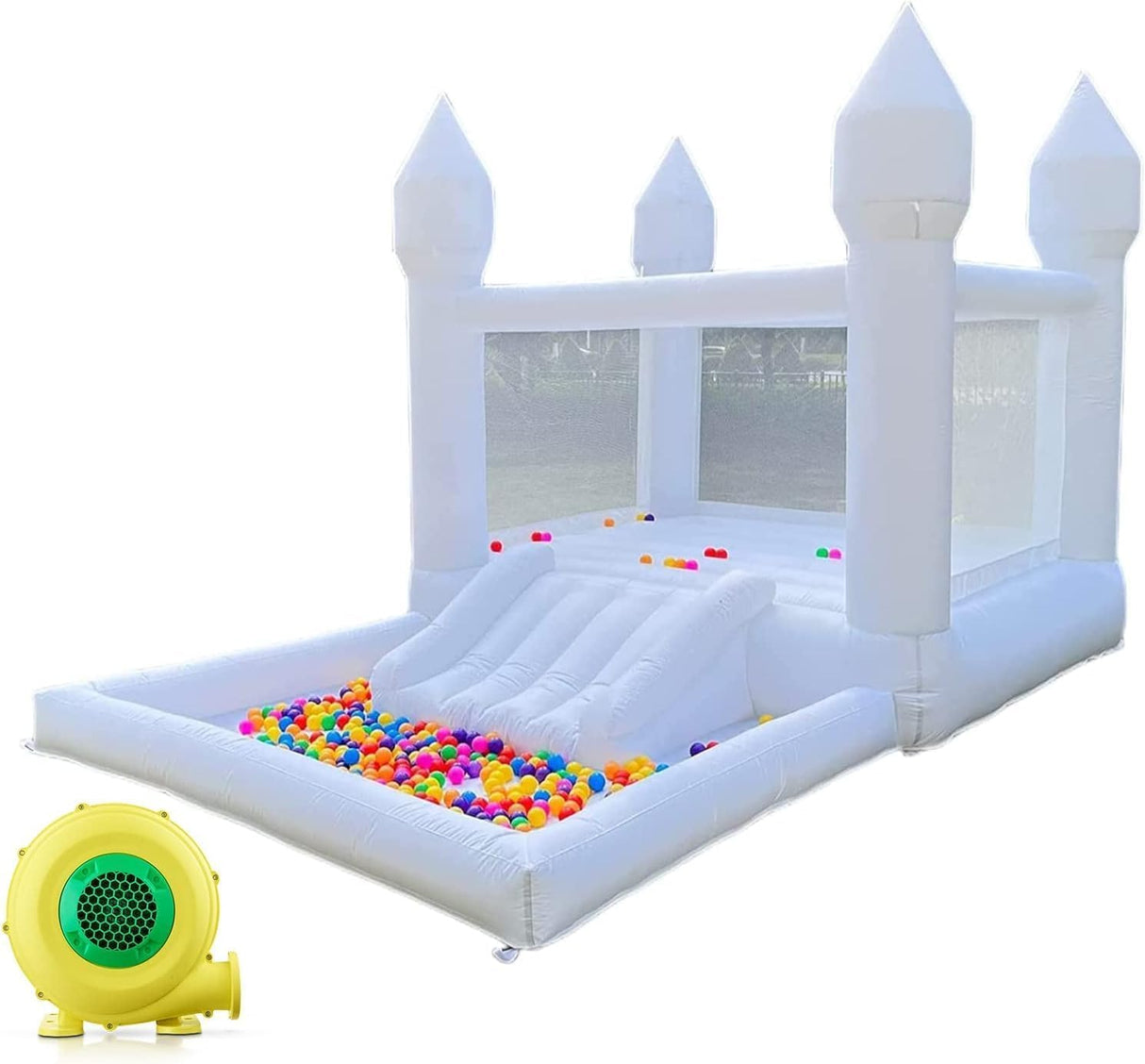 iLink-outer White Bounce House for Kids - 13x8x8FT Oxford White Bouncy House with Slide & Ball Pit, Perfect for Parties & Events,Safe and Fun for All Ages iLink-outer