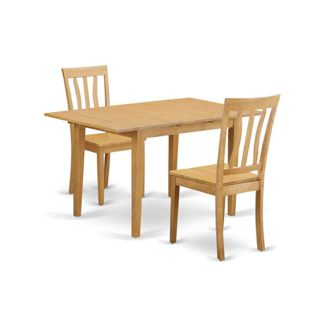 East West Furniture NOAN3-OAK-W 3 Piece Room Set Contains a Rectangle Wooden Table with Butterfly Leaf and 2 Kitchen Dining Chairs, 32x54 Inch East West Furniture