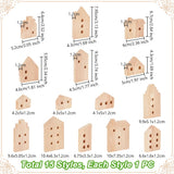 OLYCRAFT 15Pcs Unfinished Wooden House Shaped Blocks House Blank Wood Cutouts Wood Blocks with Hole Wooden Display Decoration Pieces for Home Kitchen Office Shelf Coffee Bar Decor -15 Styles OLYCRAFT