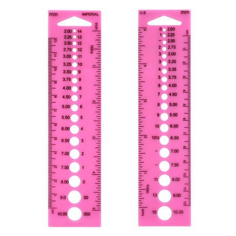 Honbay 4PCS Plastic Knitting Needle Gauge Ruler Needle Sizer INCH CM Ruler Sewing Ruler Metric Measure Tool for Sewing or Student Learning (2 Color) Honbay