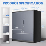 DNA MOTORING Metal Storage Cabinet, 36'' Locking Cabinet with 2 Doors and 2 Adjustable Shelves, Metal Cabinet Heavy Duty Utility Cabinet for Garage,Office,Home,Gym, Gray Black, TOOLS-00631-GY-BK DNA MOTORING