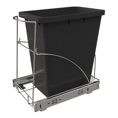 Pull Out Trash Can Under Cabinet & Under Sink - Heavy Duty Sliding Adjustable Cabinet Garbage Can Organizer, Requires Minimum Cabinets Opening 13" W X 18" D,Chrome Finish (Waste Bin Not Included)
