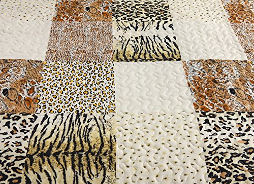 MarCielo 3 Piece Quilted Bedspread Leopard Print Quilt Quilt Set Bedding Throw Blanket Coverlet Animal Print Bedspread Ensemble Cheetah King Oversize(Cal King) MarCielo