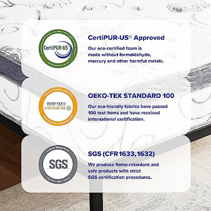 Olee Sleep Queen Mattress, 13 Inch Hybrid Mattress, Gel Infused Memory Foam, Pocket Spring for Support and Pressure Relief, CertiPUR-US Certified, Bed-in-a-Box, Firm, Queen Size