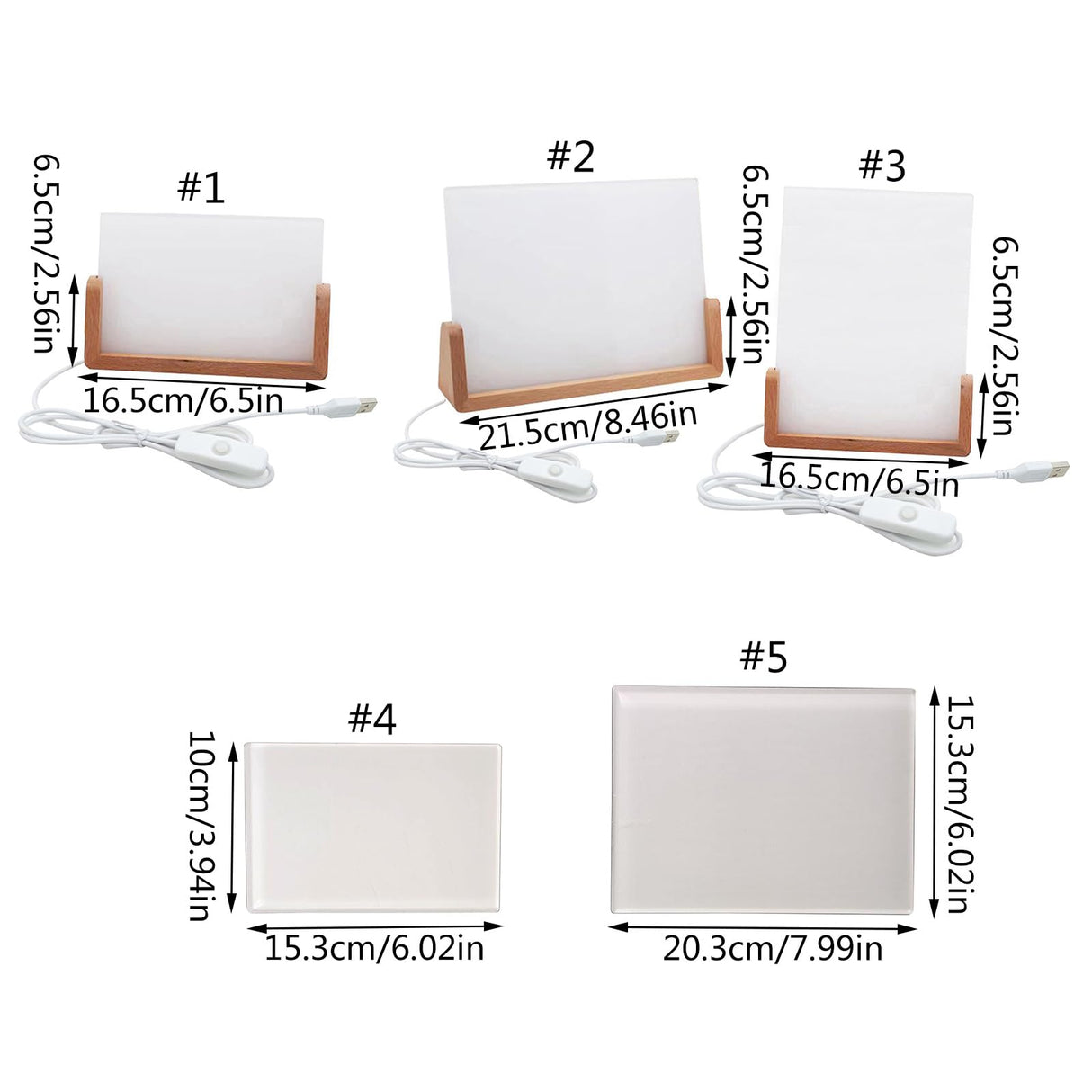 HUANGGG Acrylic LED Lighted Sublimation Photo Frame with Wood Stand Heat Transfer Picture Frame Home Decoration HUANGGG