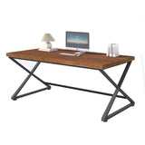 IBF Solid Wood Computer Desk, Rustic 55” Real Wood Home Office Work Desk, Farmhouse Natural Wood Desk for Writing Study, Simple Fir Wooden PC Table Workstation for Living Room Bedroom, Brown, 55 inch IBF