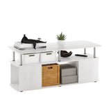 Furinno Jaya Stand for TVs up to 50 Inch with Open Storage, 18.9"D x 47.2"W x 20.12"H, White Oak/Stainless Steel Tube Furinno