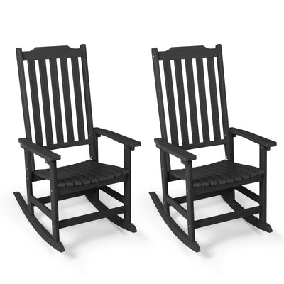 Mguio Outdoor Rocking Chairs Set of 2, Porch Rocker with High Back, Patio Rockers Set of 2, HDPE Weather Resistant Rocking Chairs for Patio, Garden, Backyard, 380lb