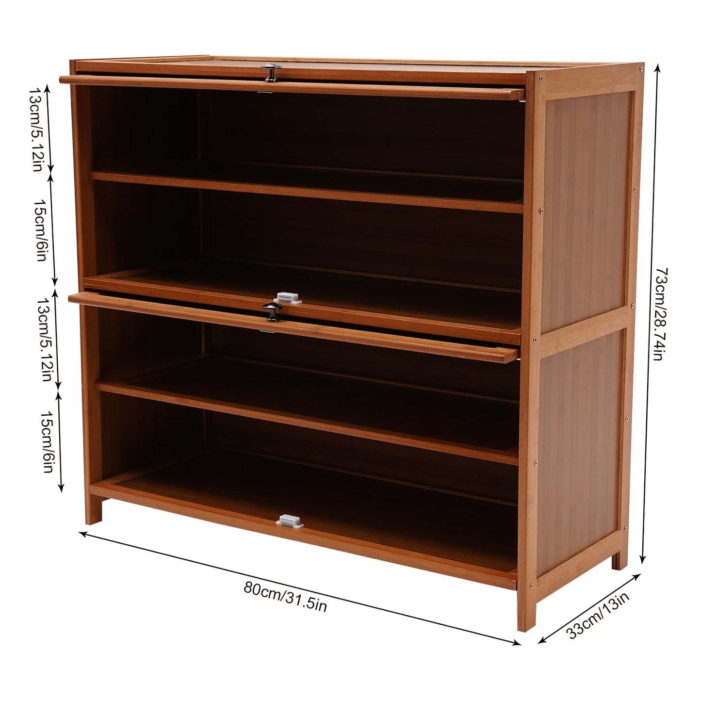 ILWorkTLs 4-Tier Bamboo Shoe Cabinet, Shoe Shelf Storage Organizer with Flip Door for Entryway, Hallway and Closet