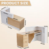 Easilywinlife 70.87IN Modern Wooden Commercial L Shaped Reception Desk with Counter, Lockable Drawers, Door Cabinet, Front Desk for Checkout, Lobby, Beauty Salon, Plain Wood Color, Left Cabinet Easilywinlife