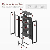 Kubohogar Display Cabinet with Glass Doors, 66" Curio Cabinet with 3 Color Lights, 4 Tier Display Case for Collectibles, Black Metal Cabinets for Living Room Office Kubohogar