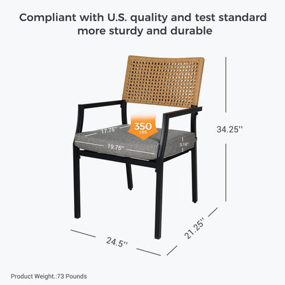 Grand patio Dining Set 5-Piece, Outside Dining Set for 4, 5 Pieces Patio Furniture Sets, Outdoor Furniture with 4 Open Weave Chairs and Square Wood Grain Table Top with Umbrella Hole for Yard - WoodArtSupply