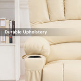 MCombo Power Lift Recliner Chair for Elderly, Lift Chair with Heat and Massage, USB &Type C Ports, Cup Holders, Faux Leather 7095 (Medium, Cream White) MCombo