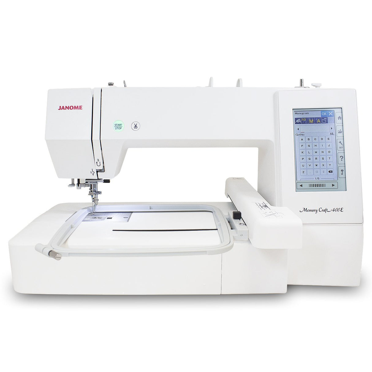Janome Memory Craft 400E Embroidery Machine with Exclusive Bonus Bundle Janome