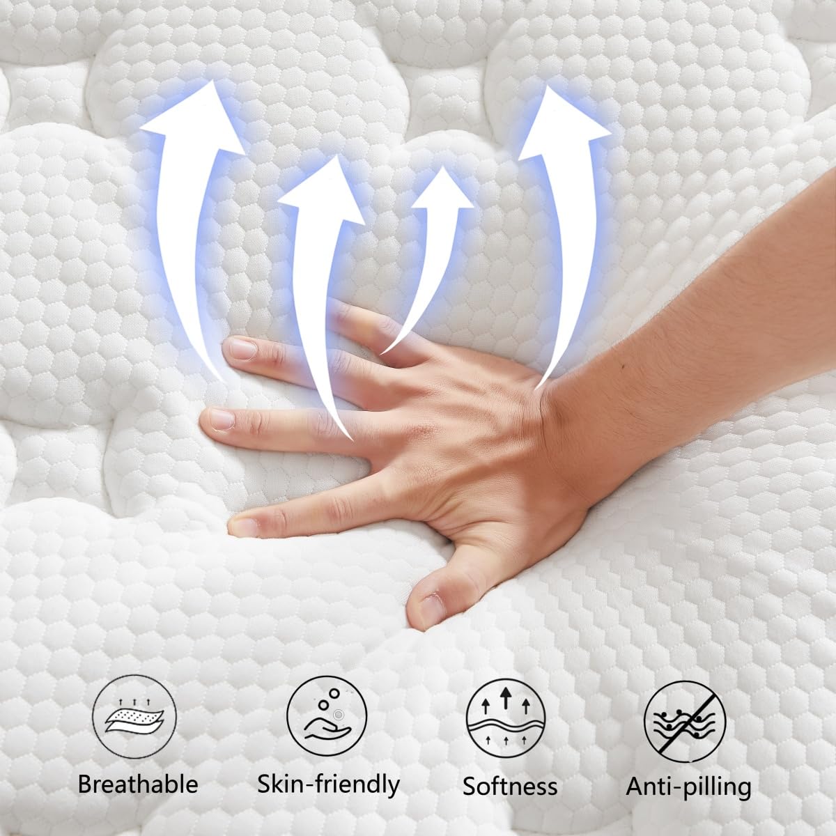 Lxvunan Twin Mattress, 10 Inch Mixed Mattress, Individually Packaged Bag Spring Mattress, Breathable and Comfortable, Pressure Relief, Containing Gel Memory Foam, Suitable for Various Bedsteads